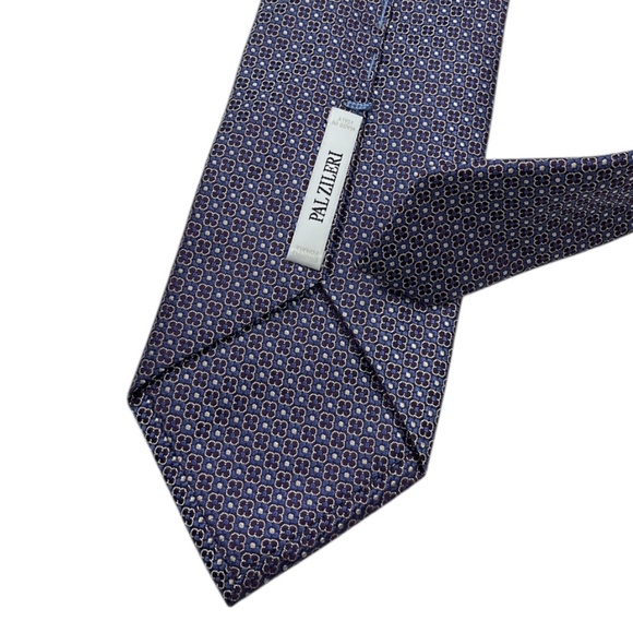 PAL ZILERI Navy/Blue/Purple Geometric Silk LUXURY Tie ITALY - Picture 6 of 6
